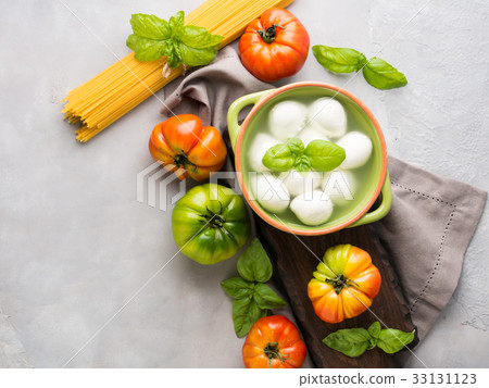 Italian food tomato mozzarella still life Italian food tomato mozzarella still life 33131123