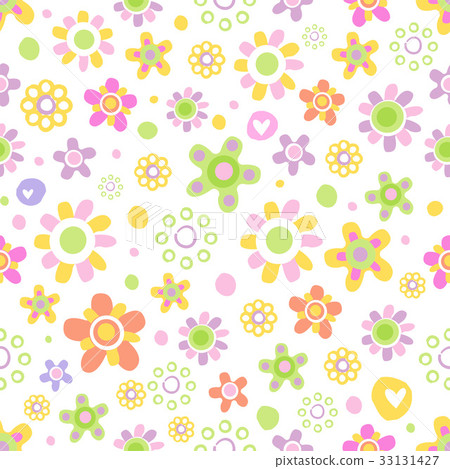 Seamless pattern with cute flowers. Seamless pattern with cute flowers. 33131427