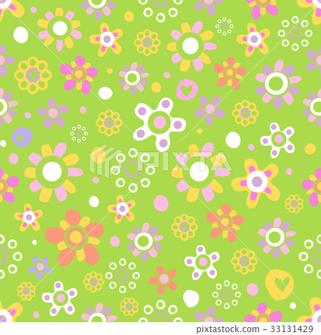 Seamless pattern with cute flowers. - Stock Illustration [33131429] - PIXTA