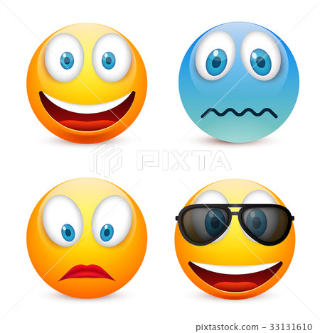 Smiley with blue eyes,emoticon set. Yellow face Smiley with blue eyes,emoticon set. Yellow face 33131610
