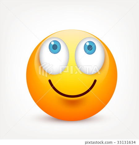 Smiley with blue eyes,emoticon. Yellow face with Smiley with blue eyes,emoticon. Yellow face with 33131634