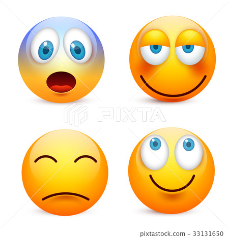 Smiley with blue eyes,emoticon set. Yellow face 33131650