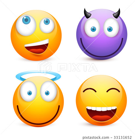 Smiley with blue eyes,emoticon set. Yellow face 33131652