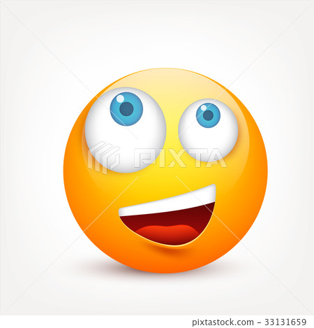 Smiley with blue eyes,emoticon. Yellow face with 33131659