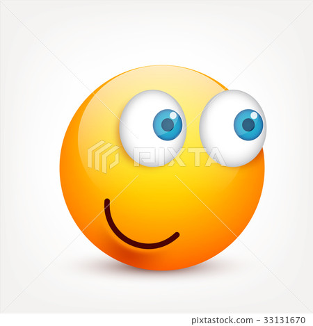 Smiley with blue eyes,emoticon. Yellow face with 33131670