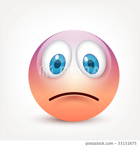 Smiley with blue eyes,emoticon. Yellow face with 33131675