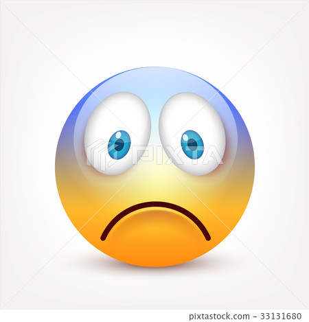 Smiley with blue eyes,emoticon. Yellow face with 33131680
