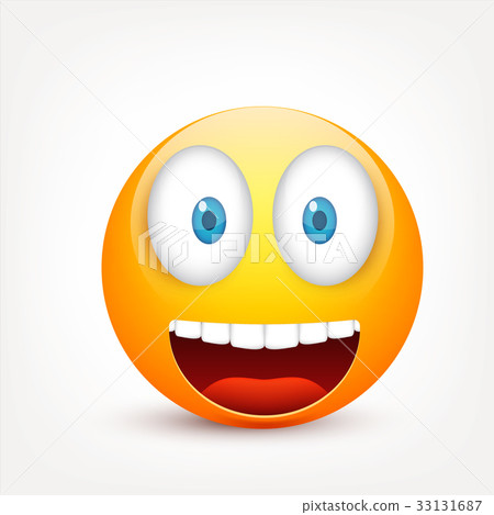Smiley with blue eyes,emoticon. Yellow face with 33131687