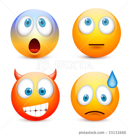 Smiley with blue eyes,emoticon set. Yellow face 33131688