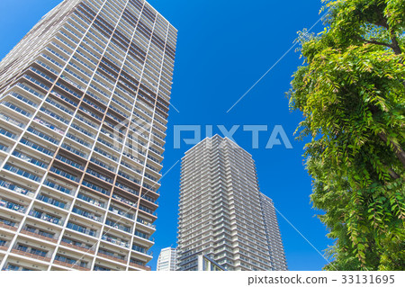 Urban landscape with tower apartment 33131695