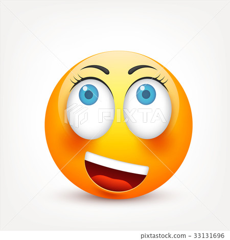 Smiley with blue eyes,emoticon. Yellow face with 33131696