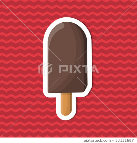 Chocolate ice cream sticker on red striped 33131697