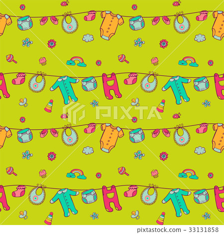 Seamless pattern with cute baby clothes. 33131858