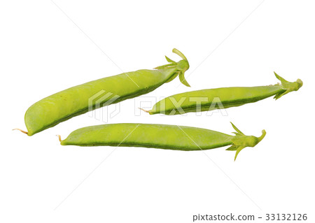 Green pea (Pisum sativum) on a white background 33132126