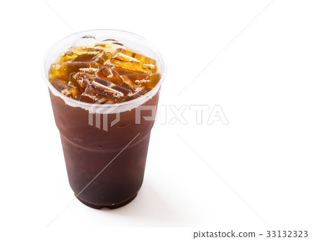 Closeup Ice of americano isolated on white 33132323