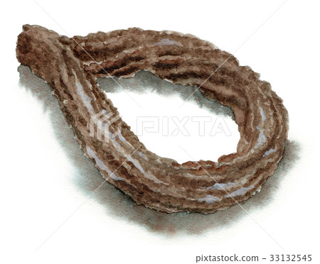 analog watercolor cocoa churros donut 33132545