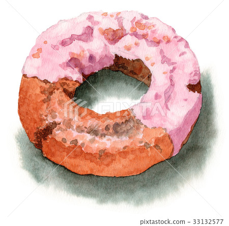 analog watercolor strawberry fashion donut 33132577
