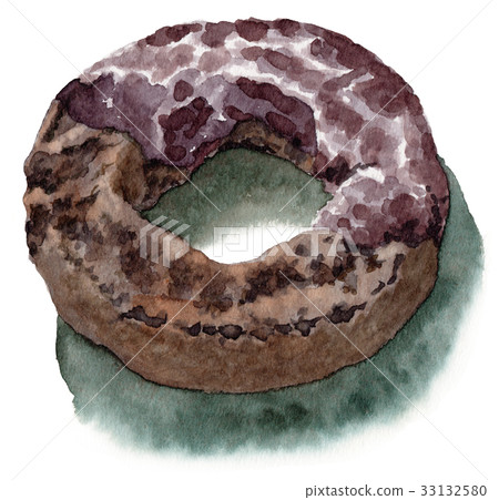analog watercolor double chocolate fashion donut 33132580