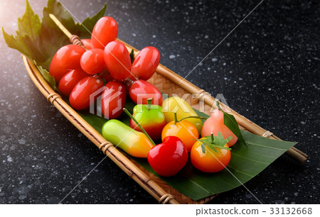 Fruit shape dessert or Look choop in Thailand. Fruit shape dessert or Look choop in Thailand. 33132668