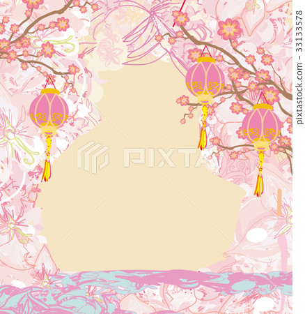 Chinese New Year with lanterns card - Stock Illustration [33133578] - PIXTA