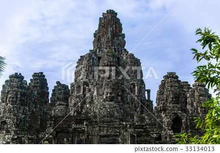Bayon temple with smiling stone faces, Cambodia  33134013