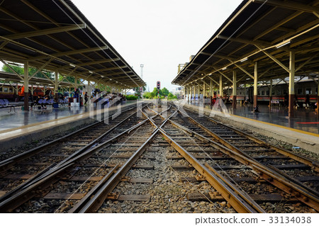 Railway track with light and shadow before sunset 33134038