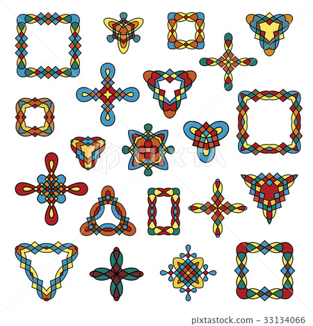 Set of different ethnic signs and frames. 33134066