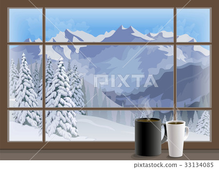 Winter mountain landscape. Lifts for skiing Vector 33134085