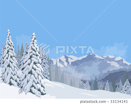 Winter mountain landscape. Lifts for skiing Vector Winter mountain landscape. Lifts for skiing Vector 33134141