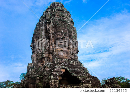 Bayon temple with smiling stone faces, Cambodia 33134555