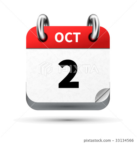 icon of calendar with 2 october date on white icon of calendar with 2 october date on white 33134566