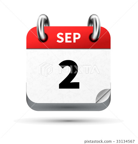 icon of calendar with 2 september date on white 33134567