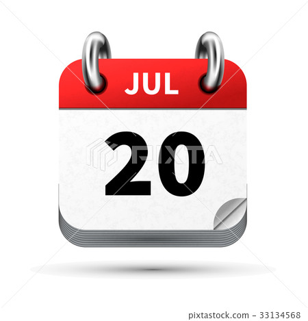 icon of calendar with 20 july date on white icon of calendar with 20 july date on white 33134568