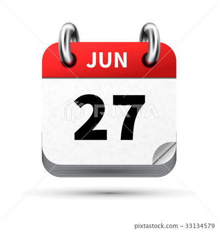 icon of calendar with 27 june date on white 33134579