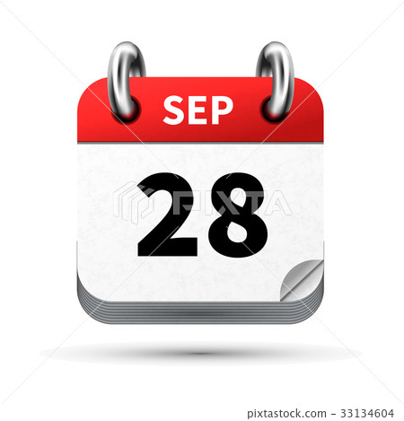 icon of calendar with 28 september date on white 33134604