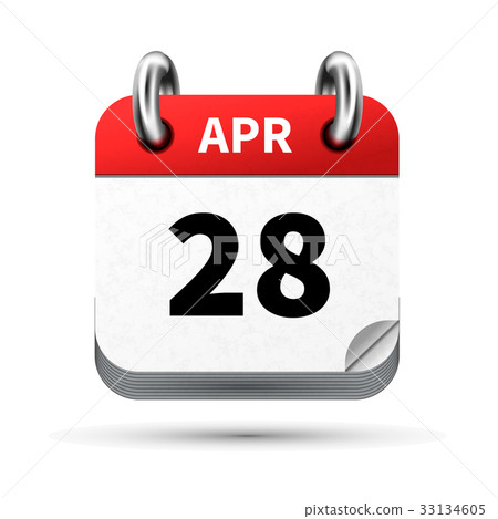 icon of calendar with 28 april date on white 33134605
