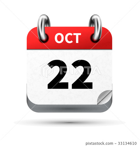 icon of calendar with 22 october date on white icon of calendar with 22 october date on white 33134610