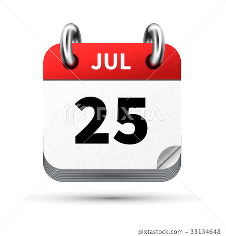 icon of calendar with 25 july date on white icon of calendar with 25 july date on white 33134648