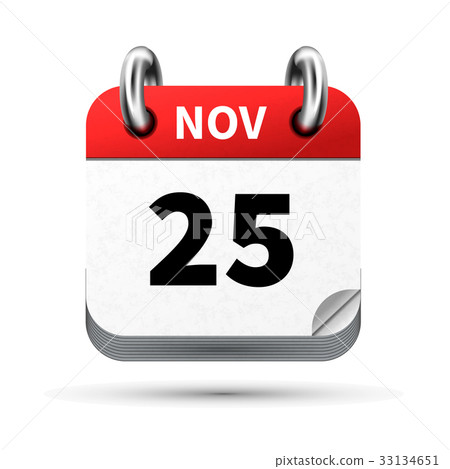icon of calendar with 25 november date on white 33134651