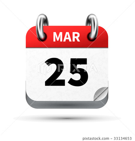 icon of calendar with 25 march date on white icon of calendar with 25 march date on white 33134653