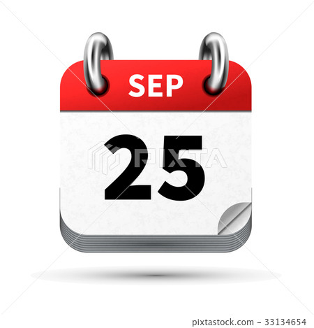 icon of calendar with 25 september date on white icon of calendar with 25 september date on white 33134654