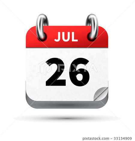 icon of calendar with 26 july date on white icon of calendar with 26 july date on white 33134909