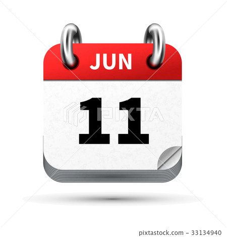 icon of calendar with 11 june date on white 33134940