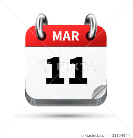 icon of calendar with 11 march date on white 33134944