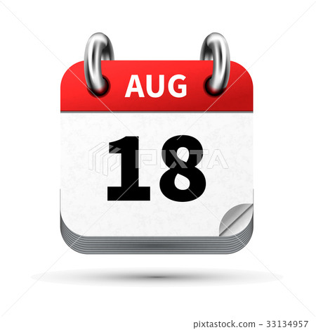 icon of calendar with 18 august date on white 33134957