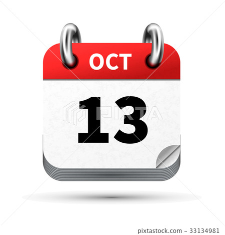 icon of calendar with 13 october date on white icon of calendar with 13 october date on white 33134981