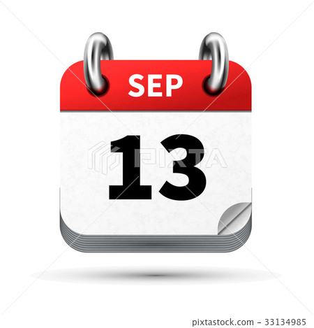 icon of calendar with 13 september date on white 33134985