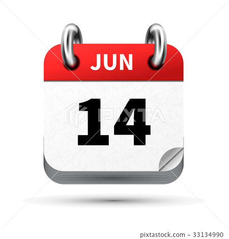 icon of calendar with 14 june date on white 33134990