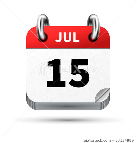 icon of calendar with 15 july date on white icon of calendar with 15 july date on white 33134999