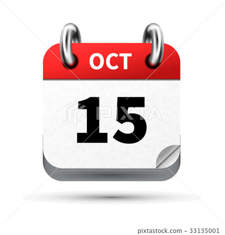 icon of calendar with 15 october date on white 33135001